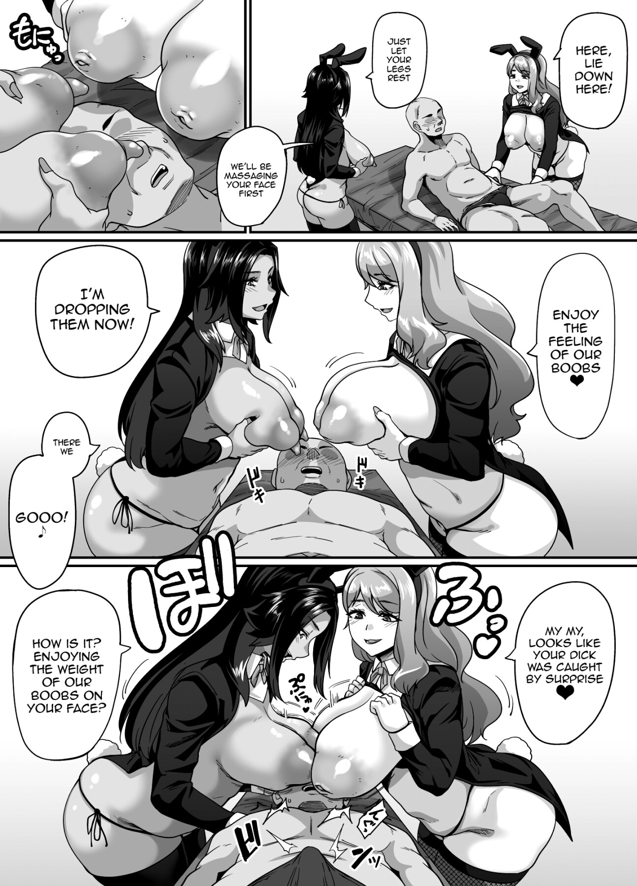 Hentai Manga Comic-I Want To Be Squeezed Between The Reverse-Bunny Suit Wearing Cast Members' Huge, Saggy Tits-Read-5